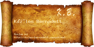 Köles Bernadett névjegykártya